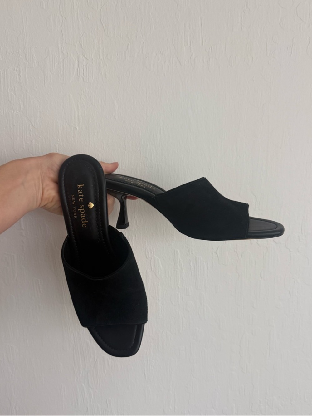 Kate Spade Black Suede Open-Toe Heeled Mules